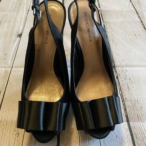 The Essence Menbur Black Satin Slingback Pumps 38